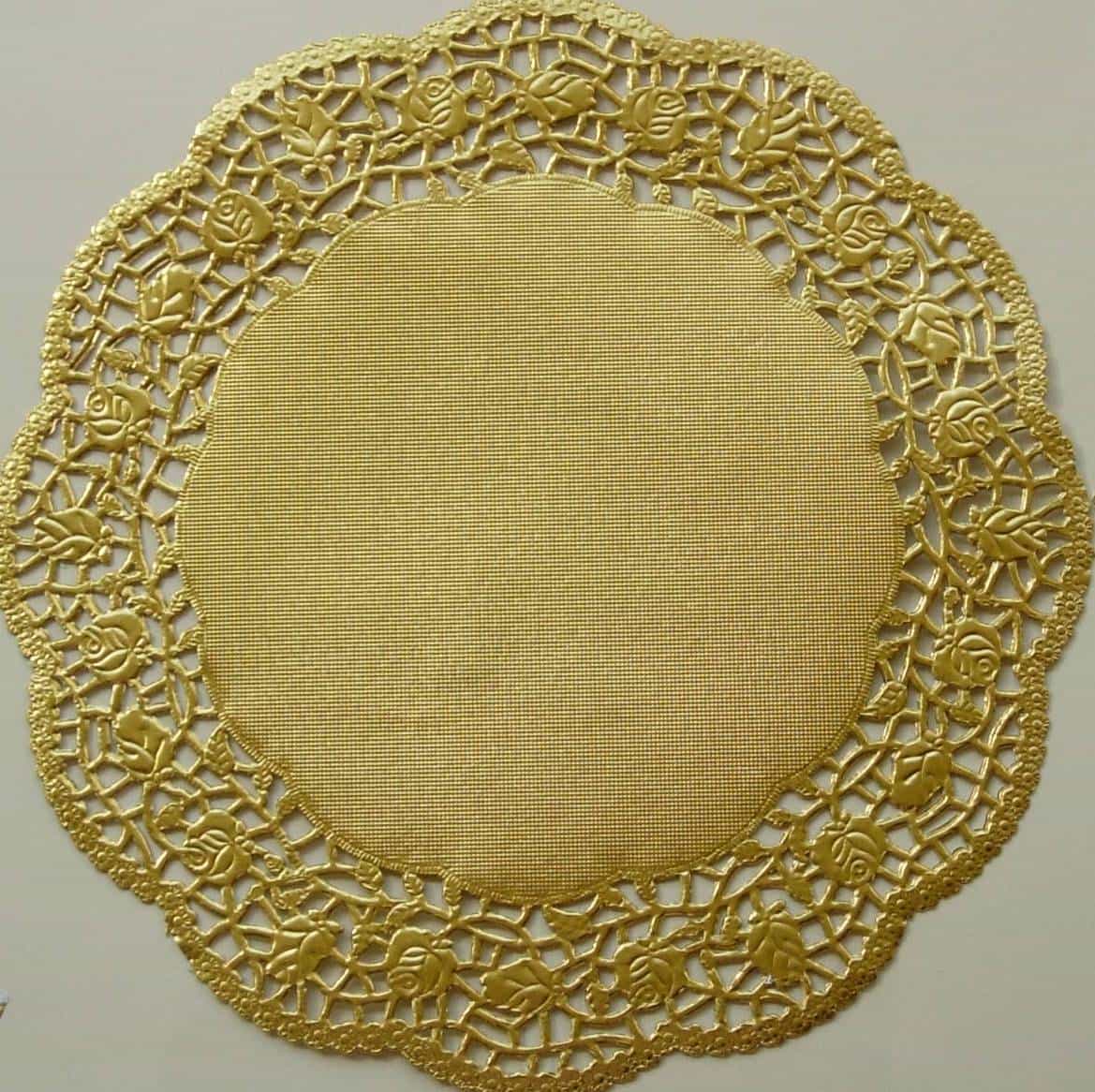 Gold and White Paper Doilies 25 Pk and 50 Gold Damask Straws