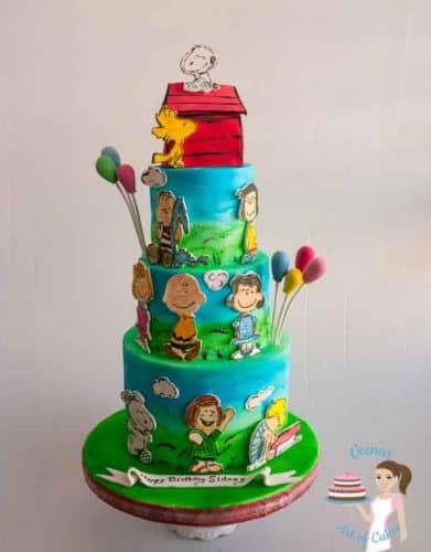 Charlie and the Peanut Friends is such a fun and vibrant cake with lovely summery colors, so beautifully done by Veena Azmanov of Veenas Art of Cakes