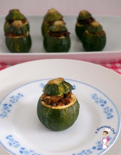 These meat stuffed zucchini pots is a simple easy and delicious recipe with the combination of meat and vegetables. This is a great make ahead dish if you plan to serve for a party. Plus they looks absolutely gorgeous on the dinner table. By food blog A Homemade Chef