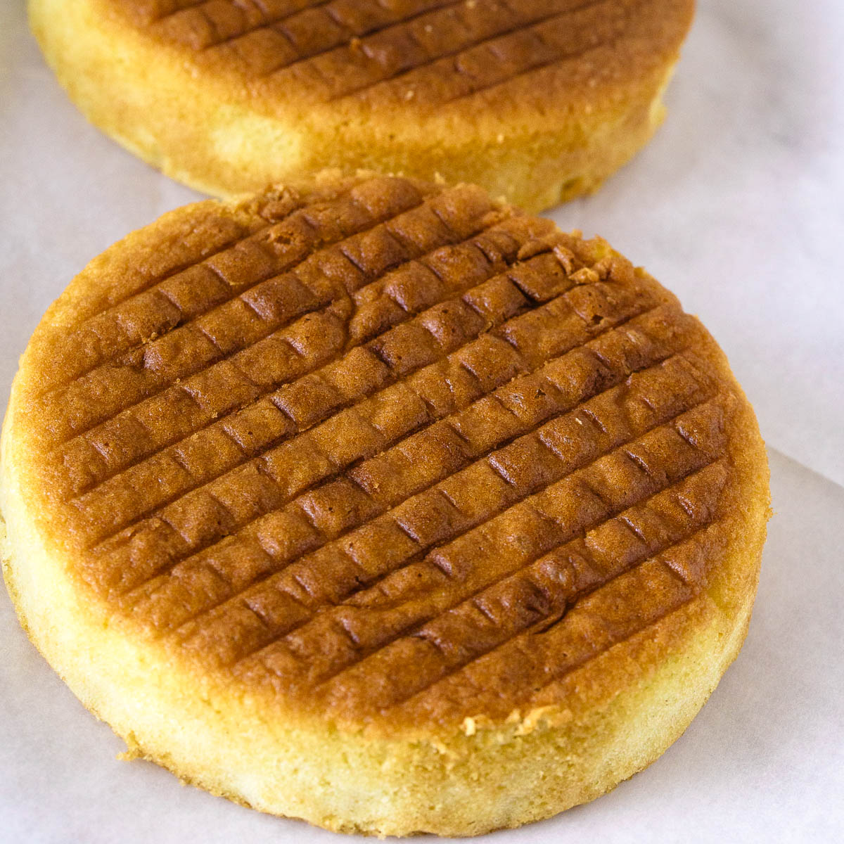 Fresh baked vanilla cake recipes on the table.