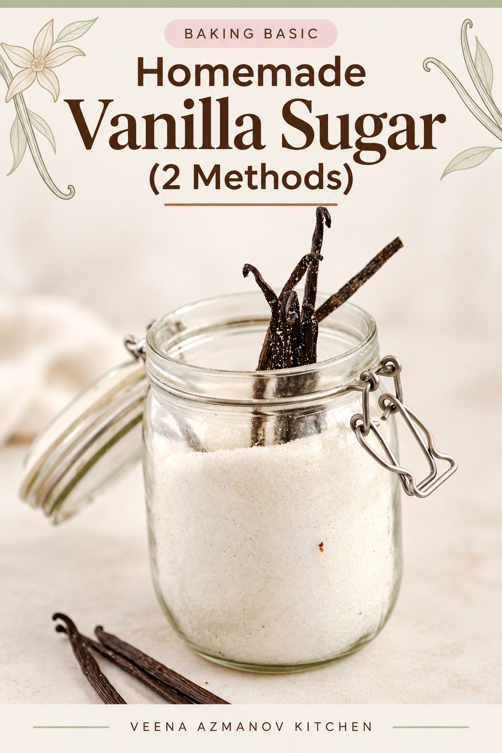 Pinterest image for Homemade Vanilla Sugar.