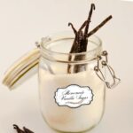 A mason jar with vanilla sugar.