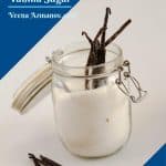 A mason jar with vanilla beans and sugar