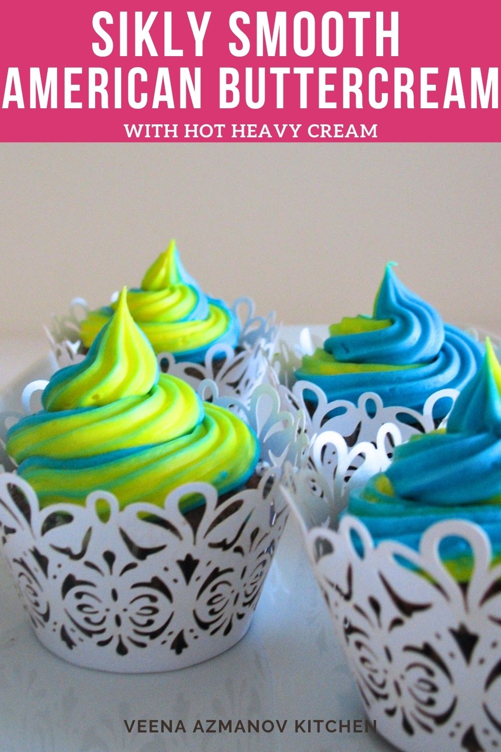 Pinterest image for American Vanilla Buttercream Frosting.