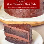 Pinterest image for chocolate mud cake with Ganache.