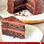 Pinterest image for chocolate mud cake with Ganache.