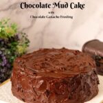 Pinterest image for chocolate mud cake with Ganache.