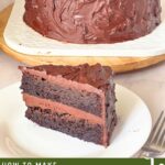 Pinterest image for chocolate mud cake with Ganache.