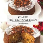Pinterest image for the classic rich fruit cake recipe.