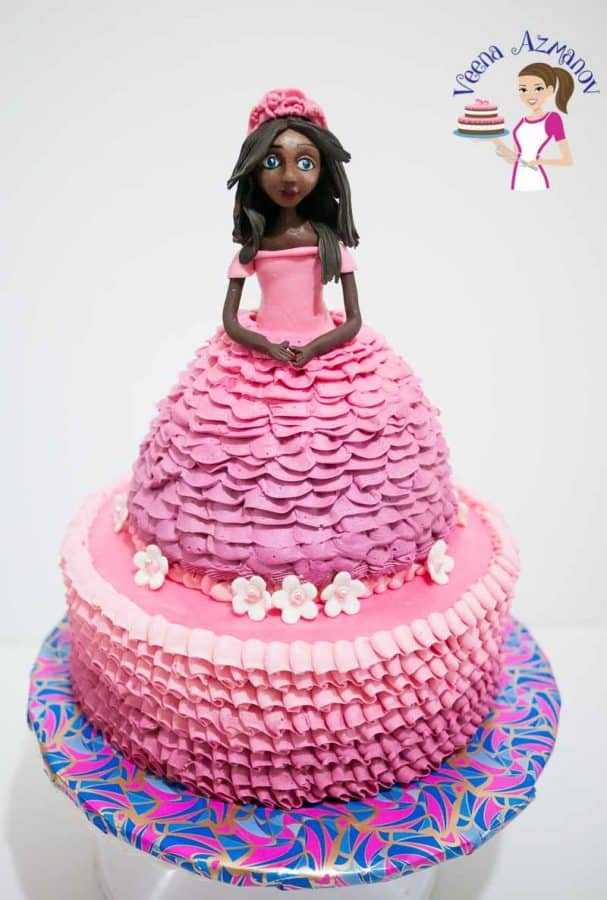A pink princess ruffles cake.