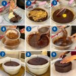 Step by step progress pictures for Chocolate mud cake.