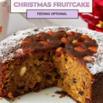 Pinterest image for Soaked Traditional Fruitcake Recipe.