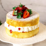 A Victoria sponge on the cake stand.