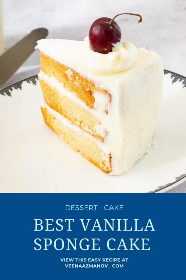 Pinterest image for vanilla sponge cake.