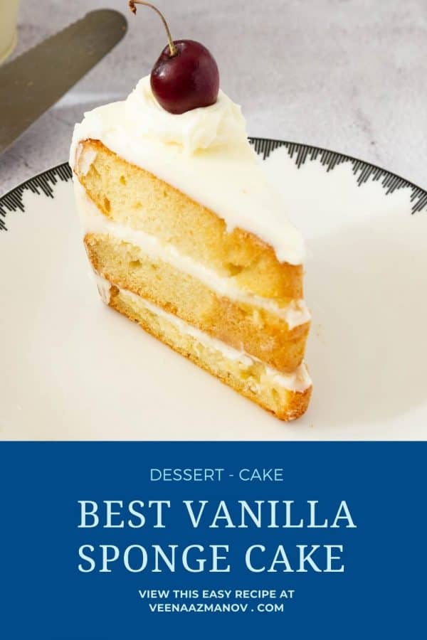 Pinterest image for vanilla sponge cake.