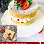 Pinterest image for Victoria Sponge Cake with Jam and Buttercream.