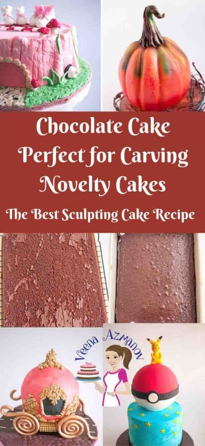 One of the most important things necessary to sculpt a novelty cake is a perfect base. A cake that can be cut and manipulated without falling apart. A cake with soft crumb and yet taste delicious. This chocolate cake perfect for carving will prove the best sculpting cake recipe for you.