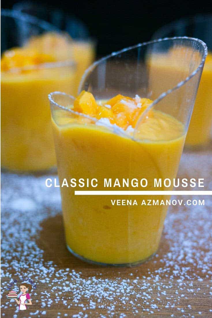A close up of a glass of mango mousse.