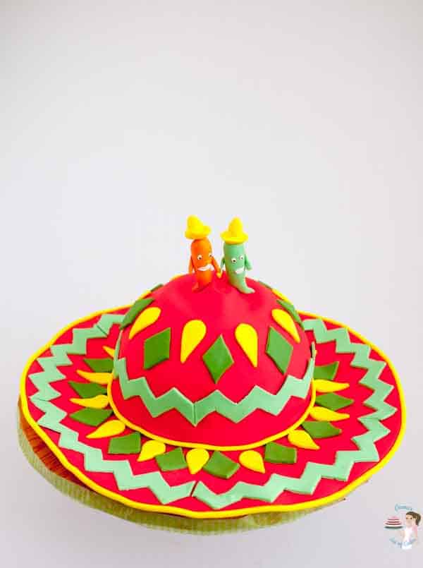 A cake shaped like a Mexican sombrero.
