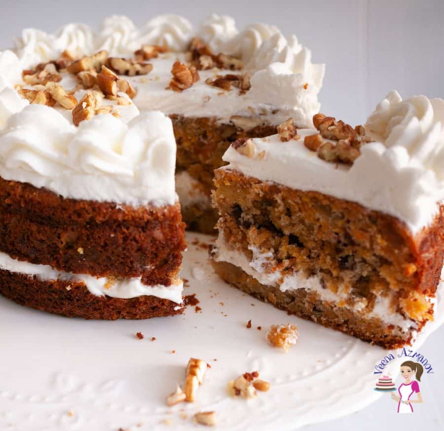 A moist carrot cake with cream cheese frosting.