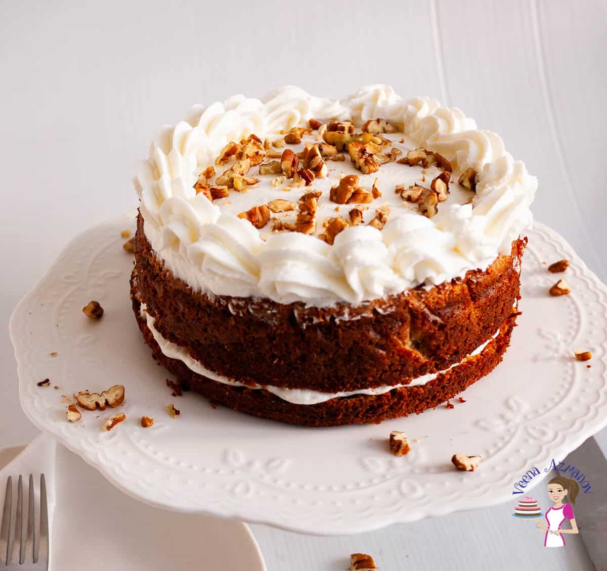 A moist carrot cake with cream cheese frosting.