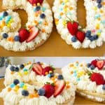 Pinterest image for number shaped cakes.