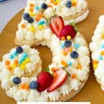 Pinterest image for number shaped cakes.