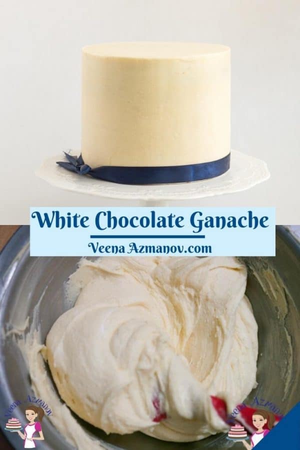 Pinterest image for white chocolate ganache.