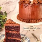 Pinterest image for Devils Food Chocolate cake with Chocolate Ganache.