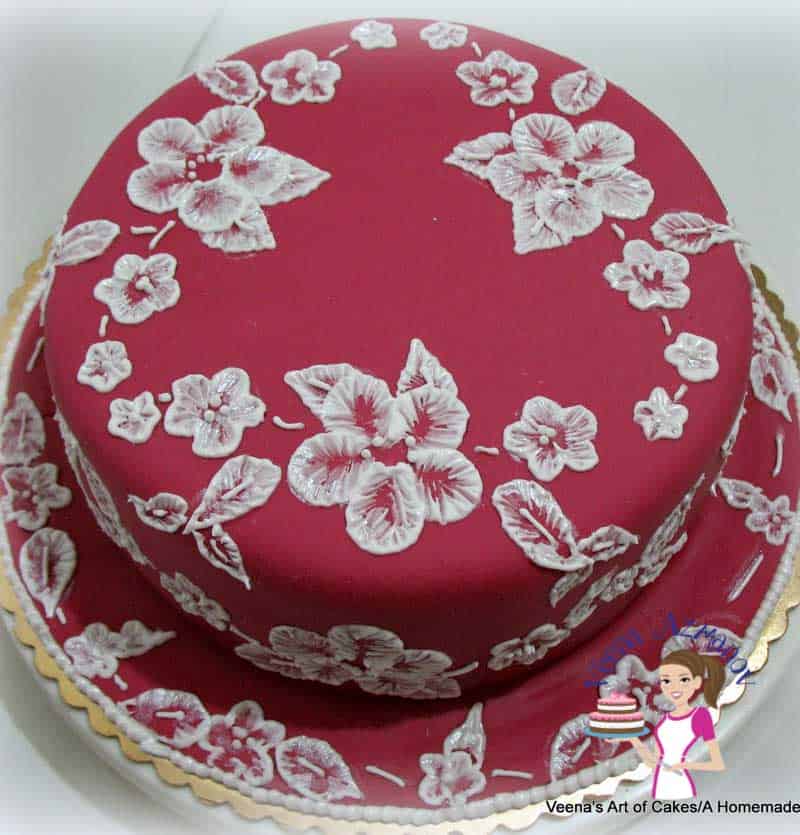 A cake decorated with fondant.