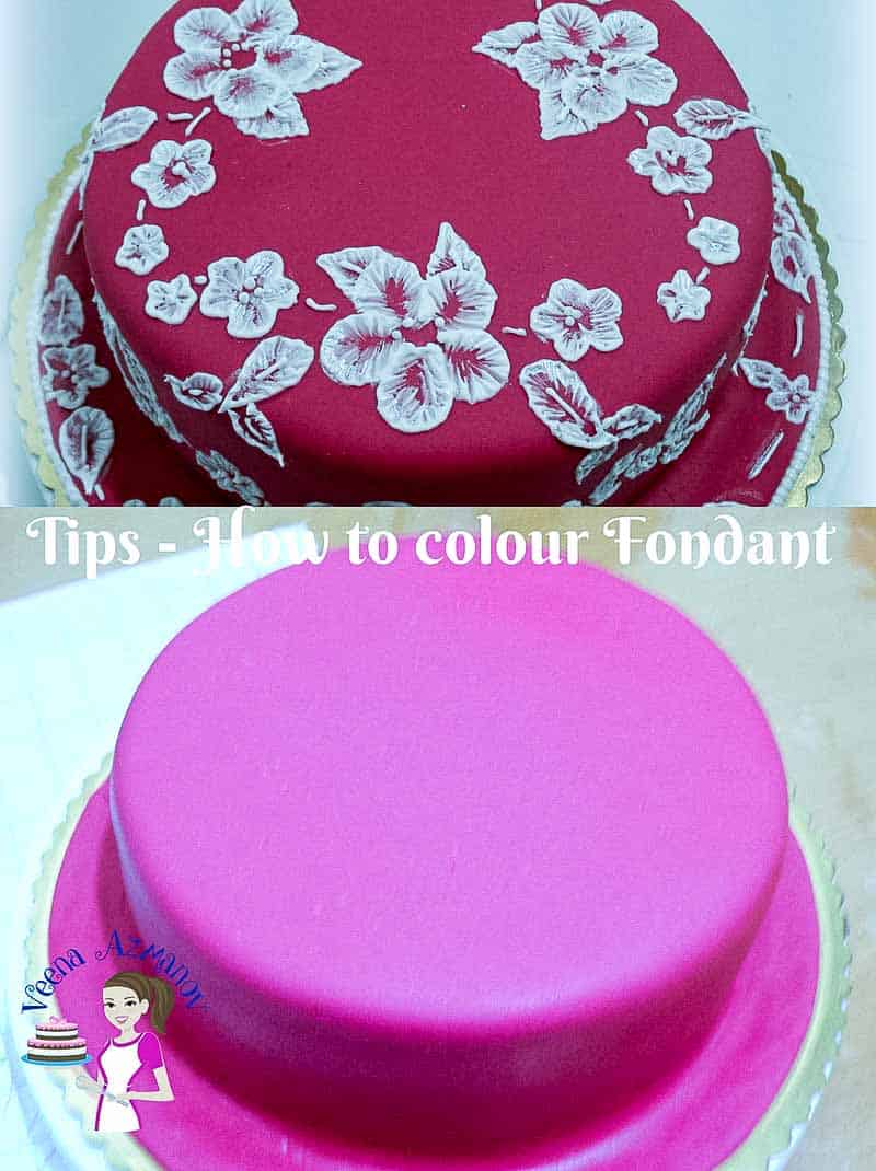 Two cakes decorated with pink fondant.