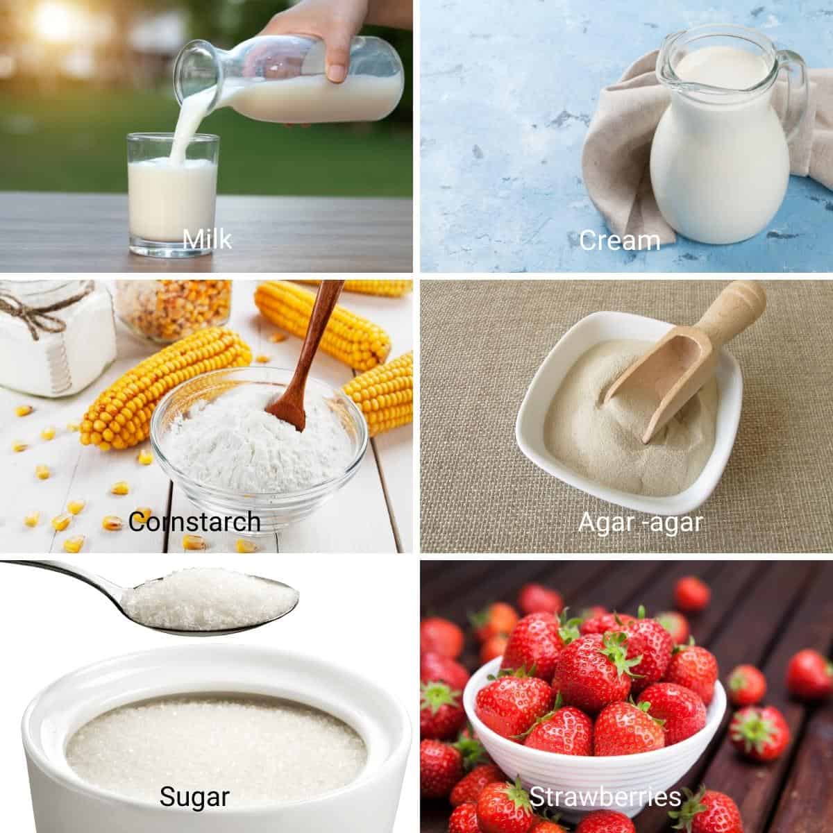 Ingredients for Eggless Bavarian Cream.
