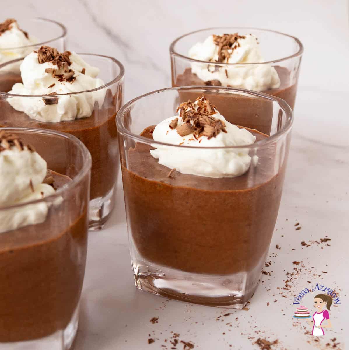 A glass with mousse and cream