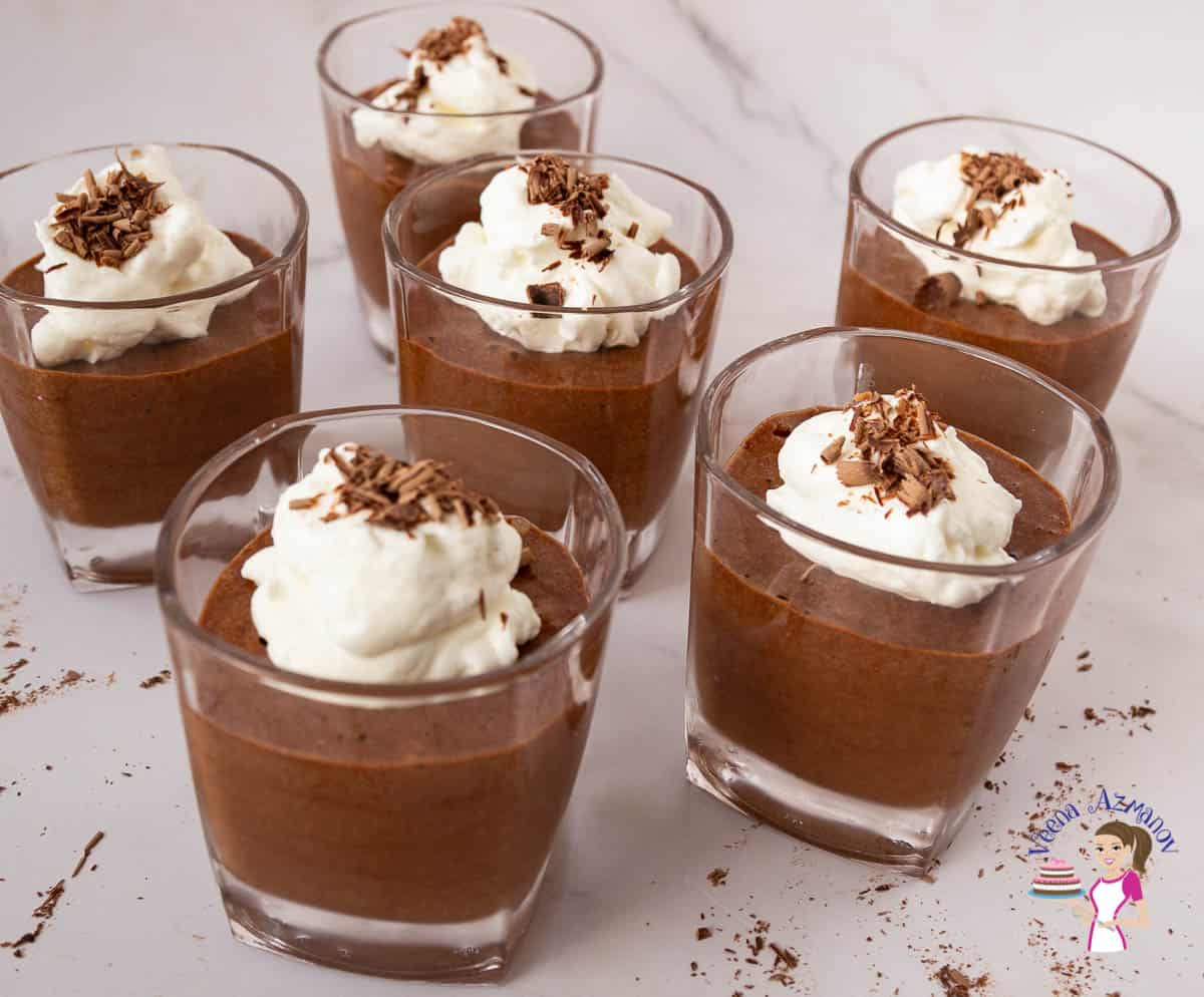 A few glasses of chocolate mousse
