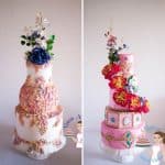 Collage with fondant decorated cakes by Veena Azmanov.