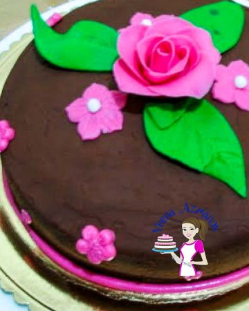 A decorated chocolate cake