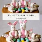 Pinterest image cake toppers gum paste bunnies.