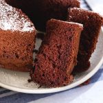 Slices of chiffon cake on a plate.