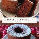 Pinterest image for chocolate chiffon cake.
