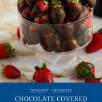 Pinterest image for chocolate covered strawberries.