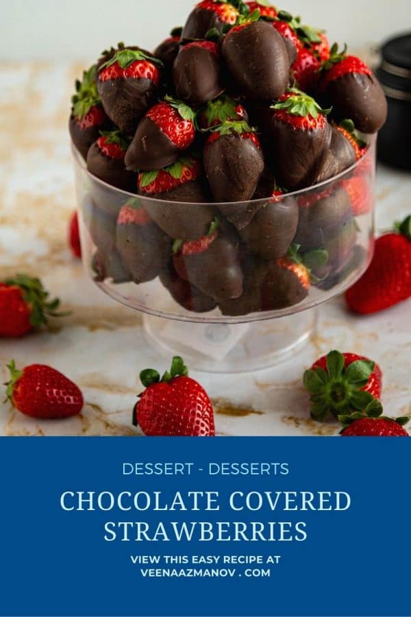 Pinterest image for chocolate covered strawberries.