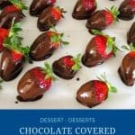 Pinterest image for chocolate dipped strawberries.