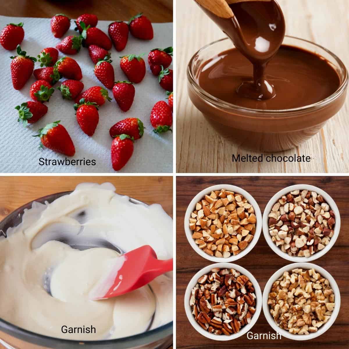 Ingredients for making chocolate covered strawberries.