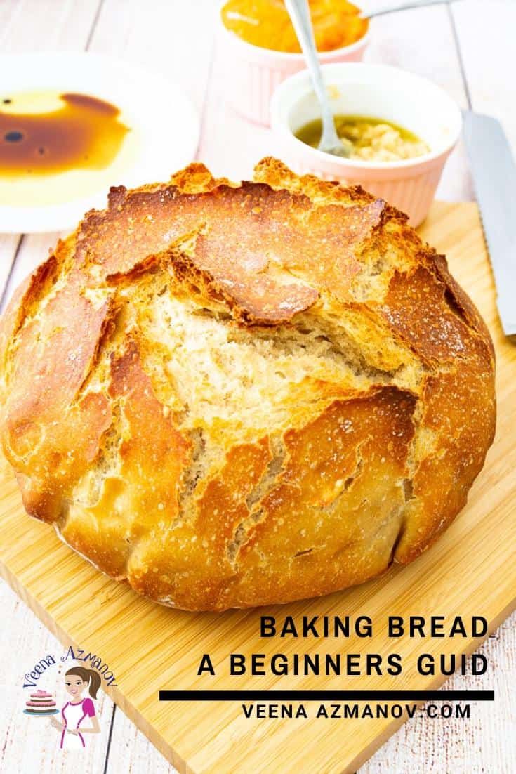 A crusty bread on a cutting board.