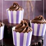 Pinterest image for chocolate cupcakes with devil's food recipe.