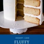 Pinterest image for fluffy vanilla cake.