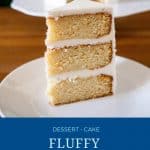 Pinterest image for fluffy vanilla cake.