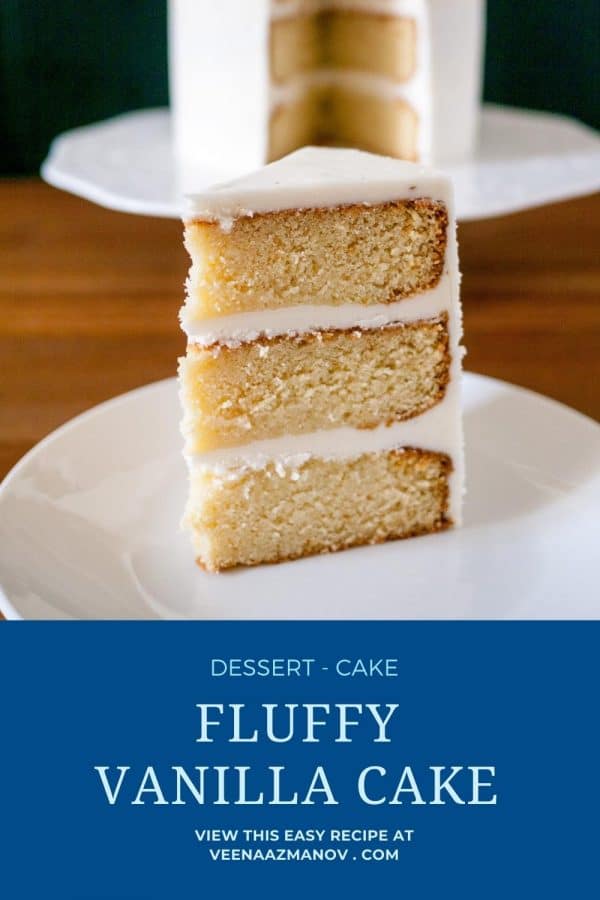 Pinterest image for fluffy vanilla cake.
