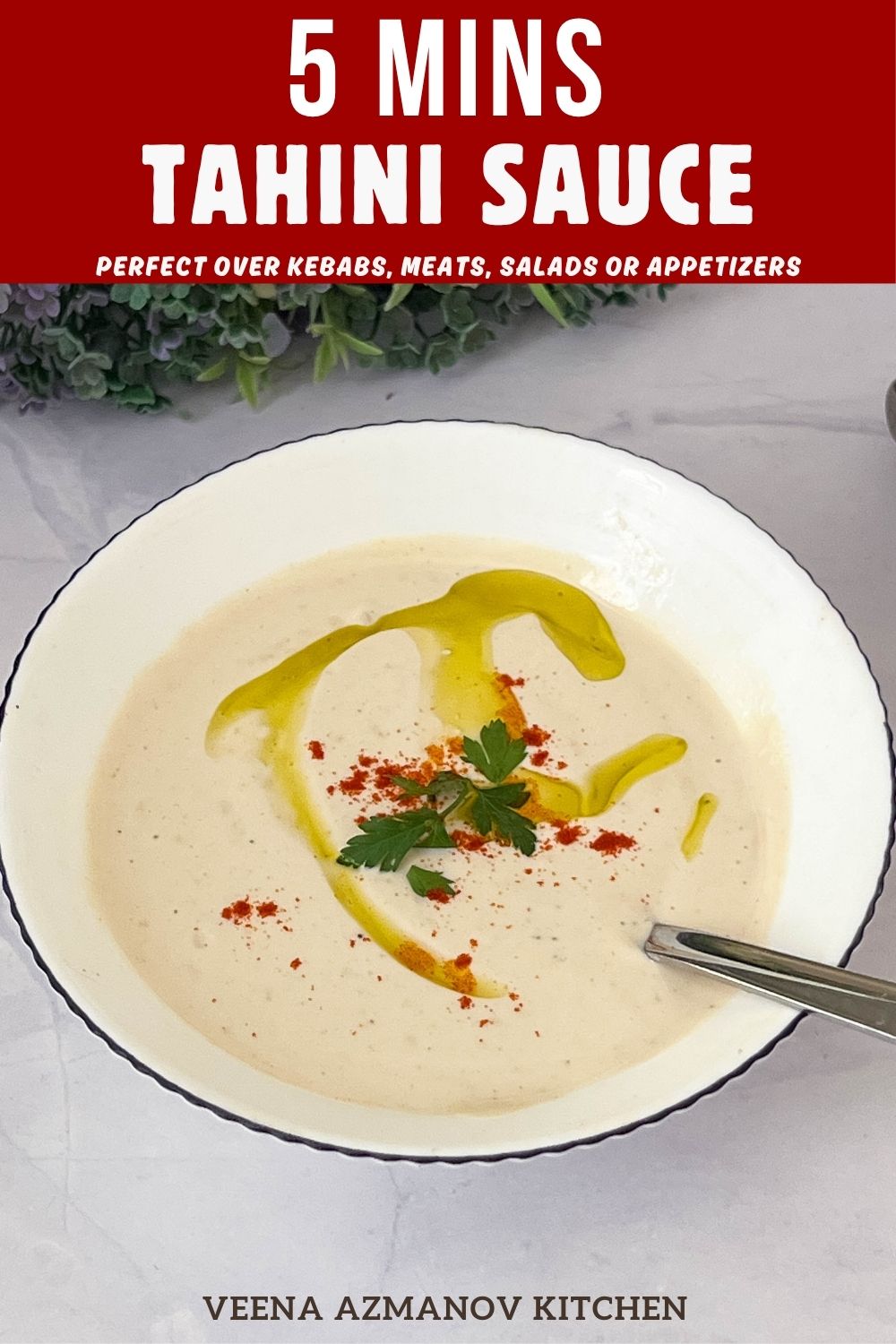 Pinterest image for Tahini Sauce Homemade.
