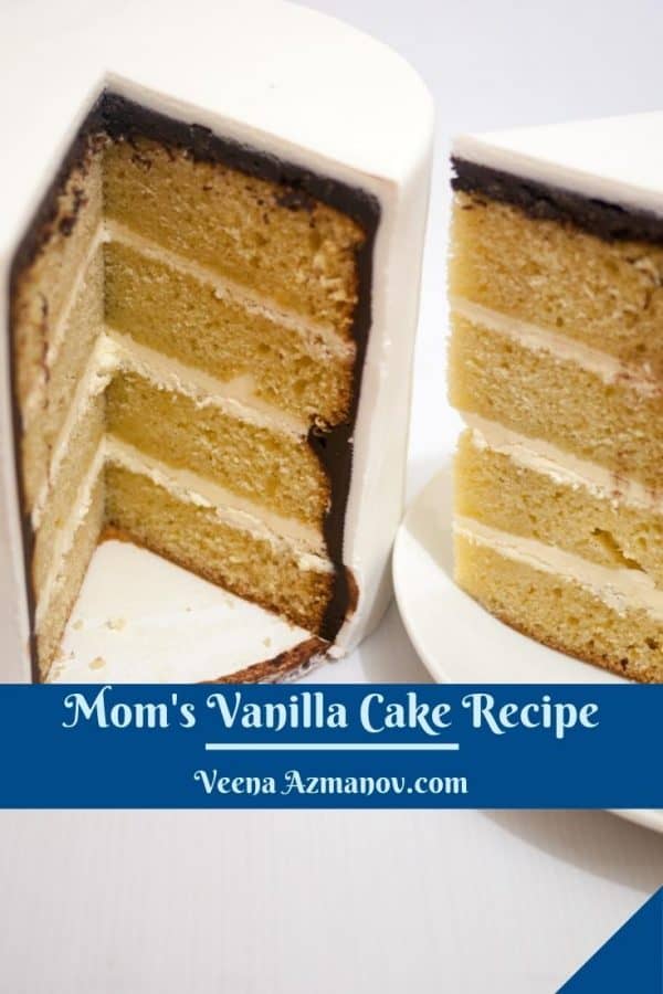 Pinterest image for vanilla cake.